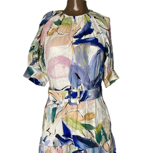 Ted Baker Women's Rita Floral Belted Mini Dress Multi Pastel Size 4 | NWT